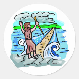 Red Sea parting Christian artwork Classic Round Sticker