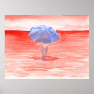 Red Sea Umbrella Poster