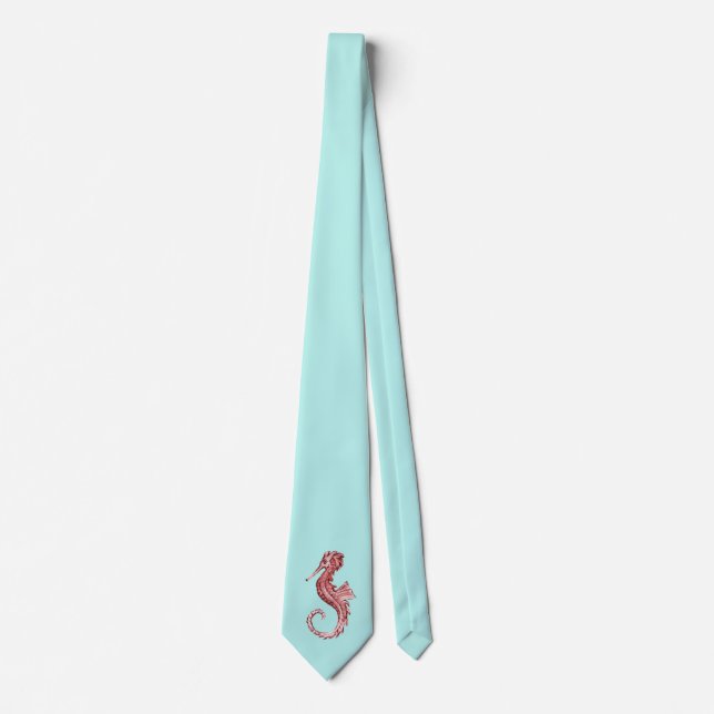 Red seahorse turquoise tie (Front)