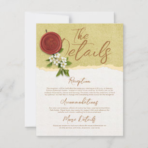 Red Seal Wedding Details Card