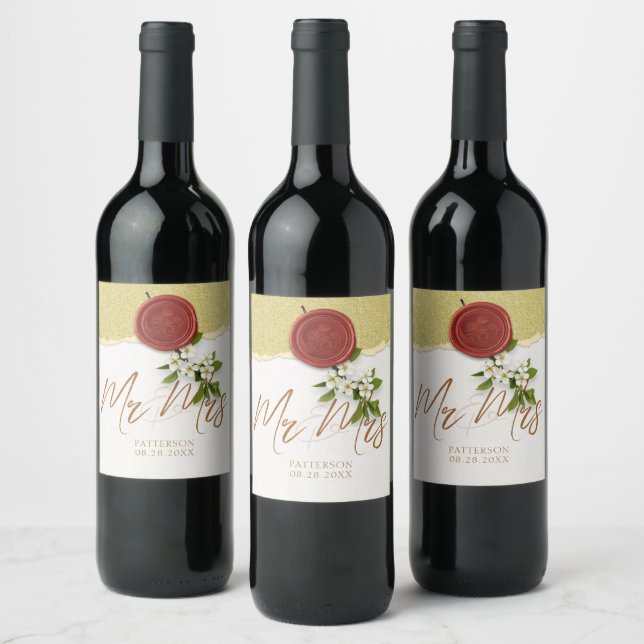 Red Seal Wedding Wine Label (Bottles)