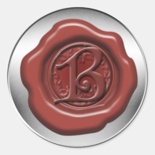 Red sealing wax letter B Classic Round Sticker