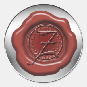 Red sealing wax letter Z Classic Round Sticker