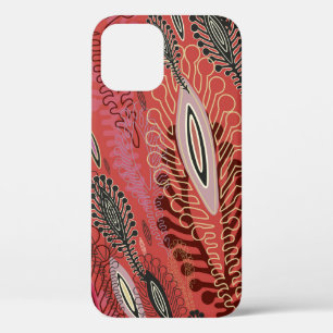 Red seamless decorative background with stylized v iPhone 12 case