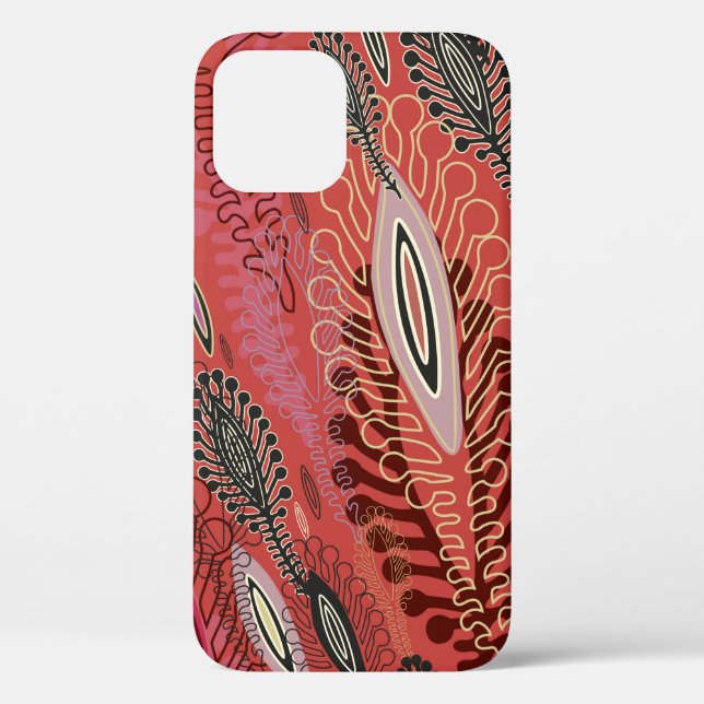 Red seamless decorative background with stylized v Case-Mate iPhone case (Back)