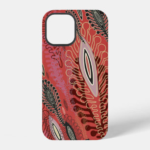 Red seamless decorative background with stylized v iPhone 12 case