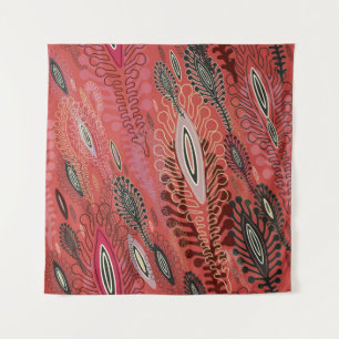 Red seamless decorative background with stylized v tapestry