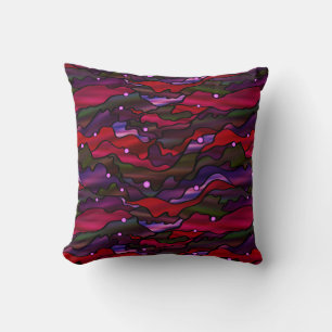 Red Seascape Abstract Cushion