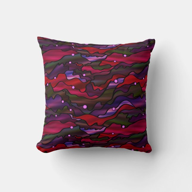 Red Seascape Abstract Cushion (Front)
