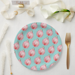 Red Seashell Ornament  Paper Plate