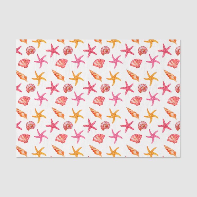 Red SeaShells (Design 29 Red Series) Tissue Paper (Front)