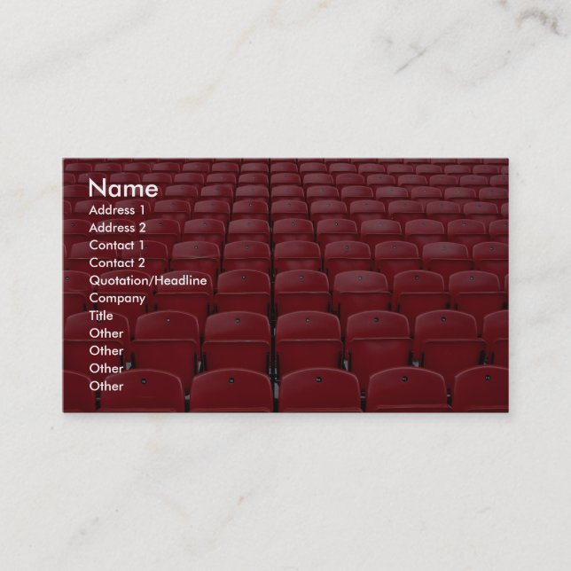 Red seats at football stadium business card (Front)