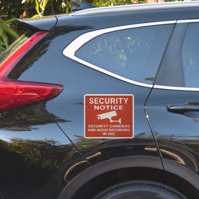 Red Security Notice Sign – Surveillance Cameras  (Car Side)