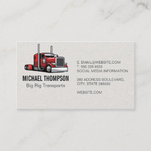 Red Semi Truck   Big Rig Business Card