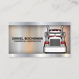 Red Semi Truck   Driver   Metallic Business Card