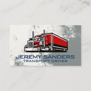 Red Semi Truck Global Transport Shipping Business Card