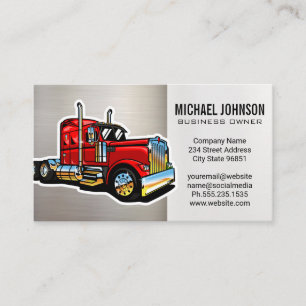 Red Semi Truck Graphic Blue Collar Driver Business Card