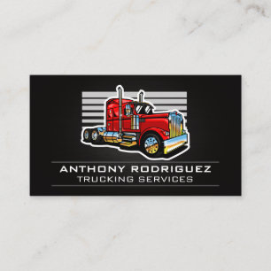 Red Semi Truck   Transport Hauling   Driver Business Card