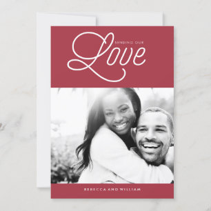 Red "Sending Our Love" Valentine's Day Photo Holiday Card
