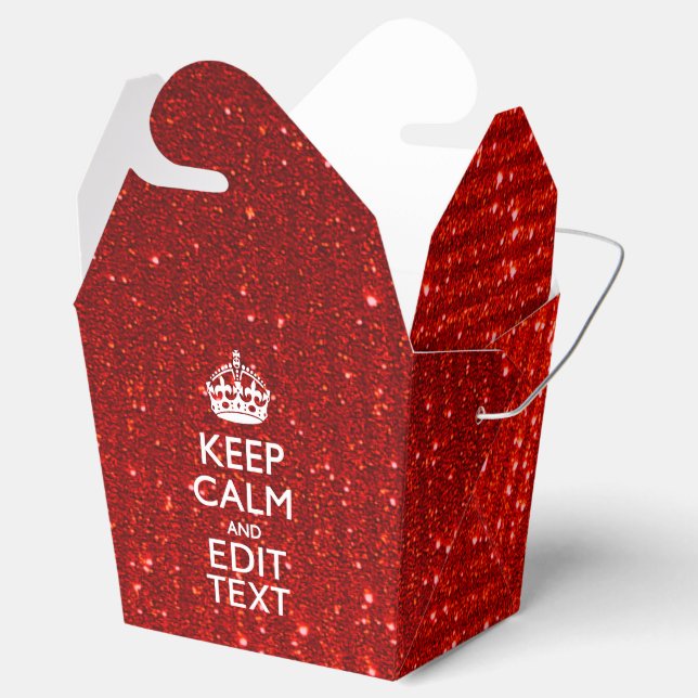 Red Sensation Keep Calm and Have Your Text Favour Box (Opened)