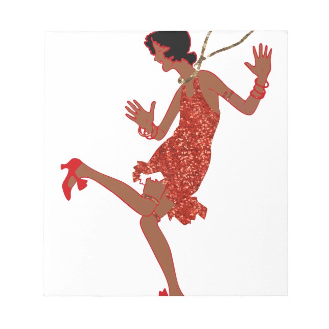 red sequin black flapper notepad (Front)