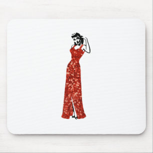 red sequin vintage pin up mouse pad