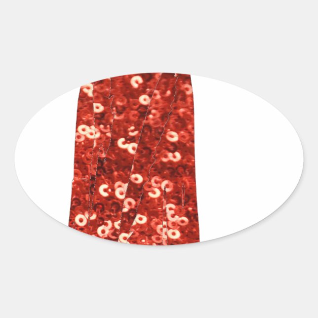 red sequin vintage pin up oval sticker (Front)