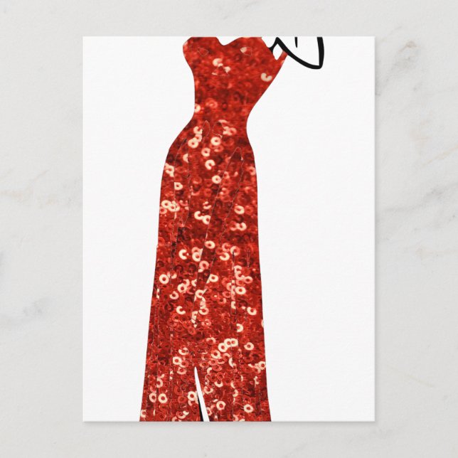 red sequin vintage pin up postcard (Front)