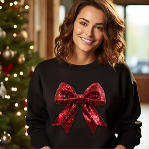 Red Sequine Christmas Bow T-Shirt