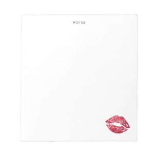 Red Sequins Glitter Lips Personalised Notepad