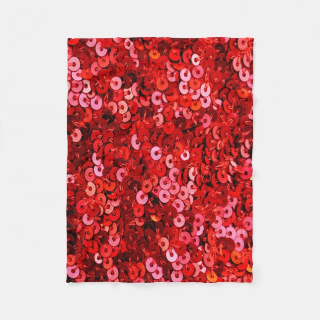 Red Sequins pattern Fleece Blanket (Front)