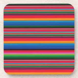 Red Serape Saltillo traditional mexican blanket Fl Coaster