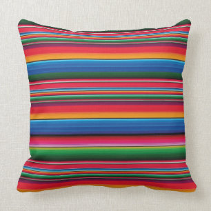 Red serape traditional mexican blanket cushion