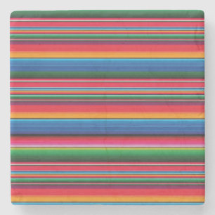 Red serape traditional Mexican saltillo blanket th Stone Coaster