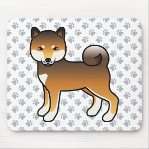 Red Sesame Shiba Inu Cartoon Dog & Paws Mouse Pad