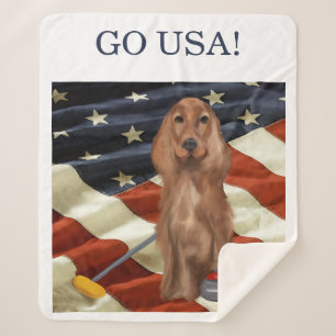 RED SETTER CURLING SHERPA BLANKET