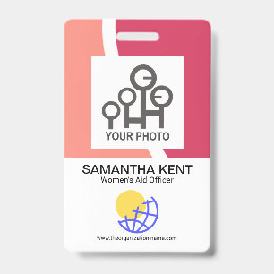 Red Shade Waves Company Name Template ID Badge