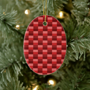 Red Shades Color Blocks Ceramic Ornament