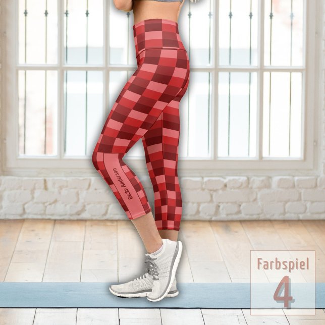 Red Shades Colour Blocks Capri Leggings (Creator Uploaded)