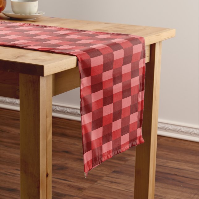 Red Shades Colour Blocks Short Table Runner (In Situ)