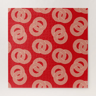 Red shades, interlocked striped rings pattern. jigsaw puzzle