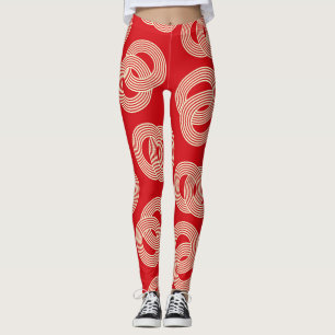 Red shades, interlocked striped rings pattern. leggings
