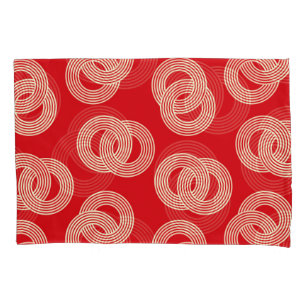 Red shades, interlocked striped rings pattern. pillowcase