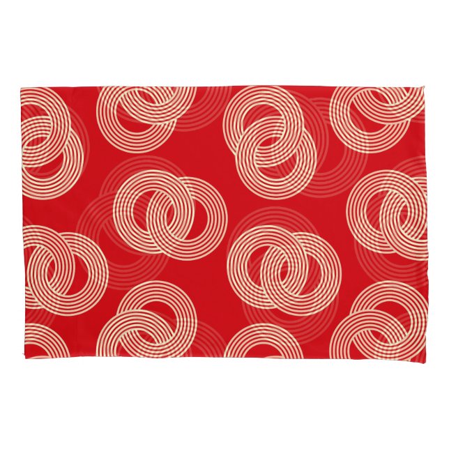 Red shades, interlocked striped rings pattern. pillowcase (Front)