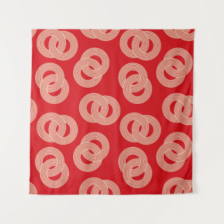 Red shades, interlocked striped rings pattern. tapestry