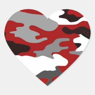 Red Shadows Camo Heart Sticker