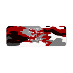 Red Shadows Camo Return Address Label