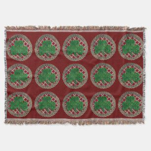 Red Shamrock On Celtic Knots Throw Blanket