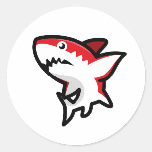Red Shark Classic Round Sticker