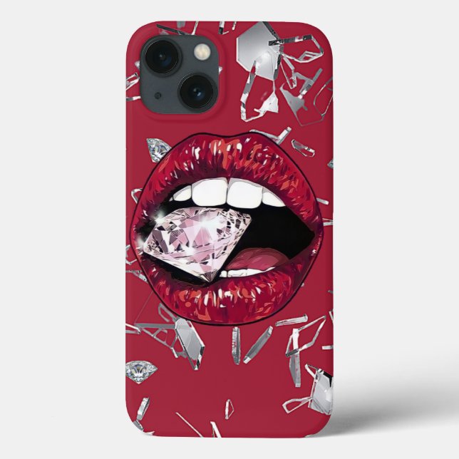 Red shattered glass and diamonds Case-Mate iPhone case (Back)